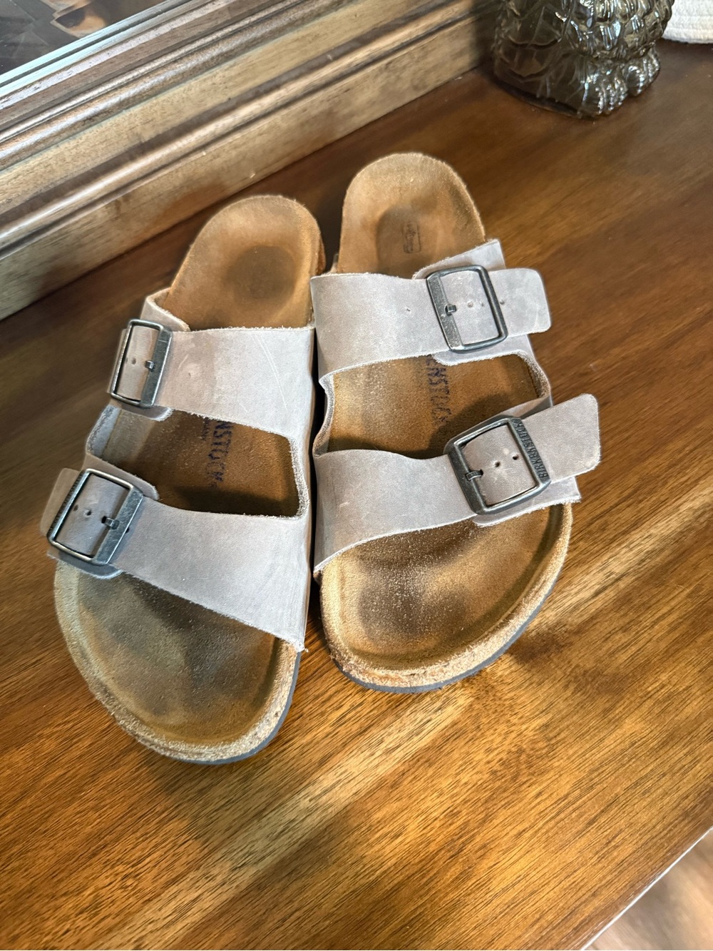 Birkenstock Men's Arizona Taupe Suede Two-Buckle Sandals